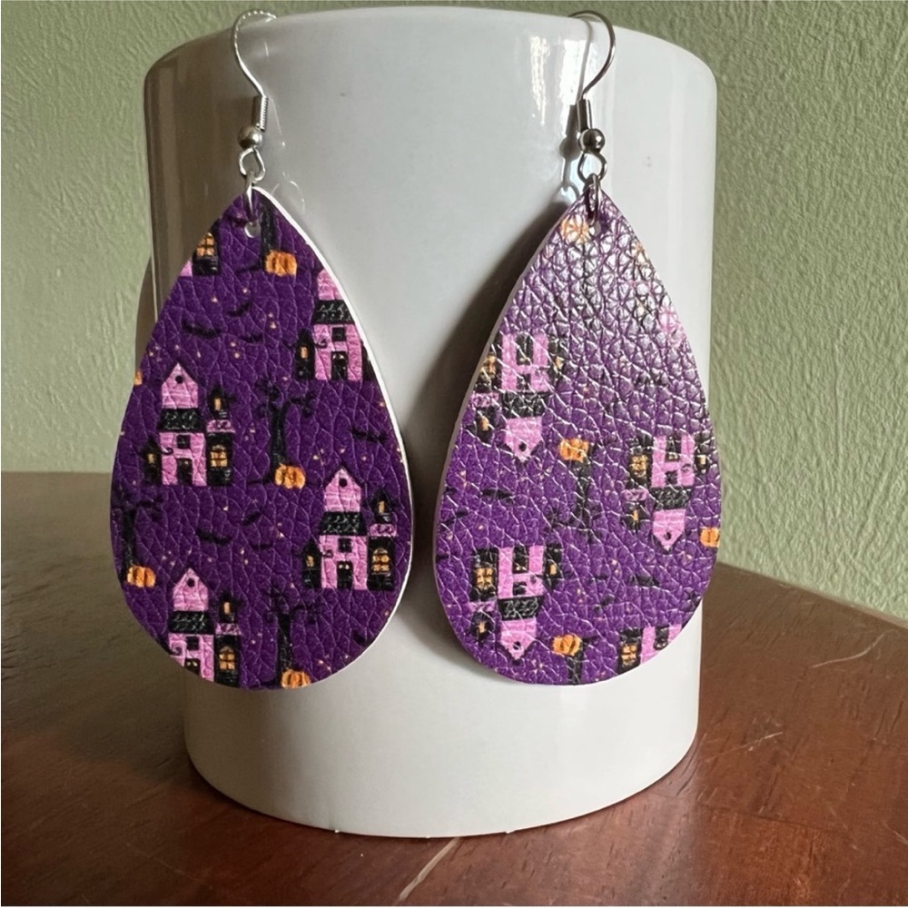 NWT Purple Halloween Tear Drop Earrings
